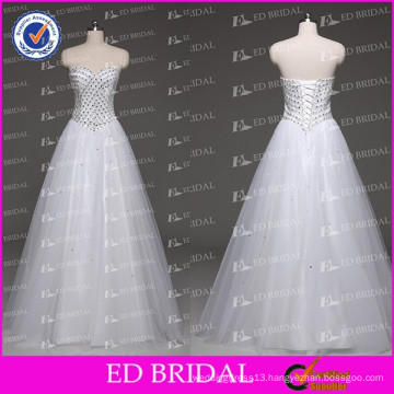 ED Bridal Made to Order A-line Sweetheart Crystal Beaded Low Back Cheap Wedding Dresses for Sale Bling Bling